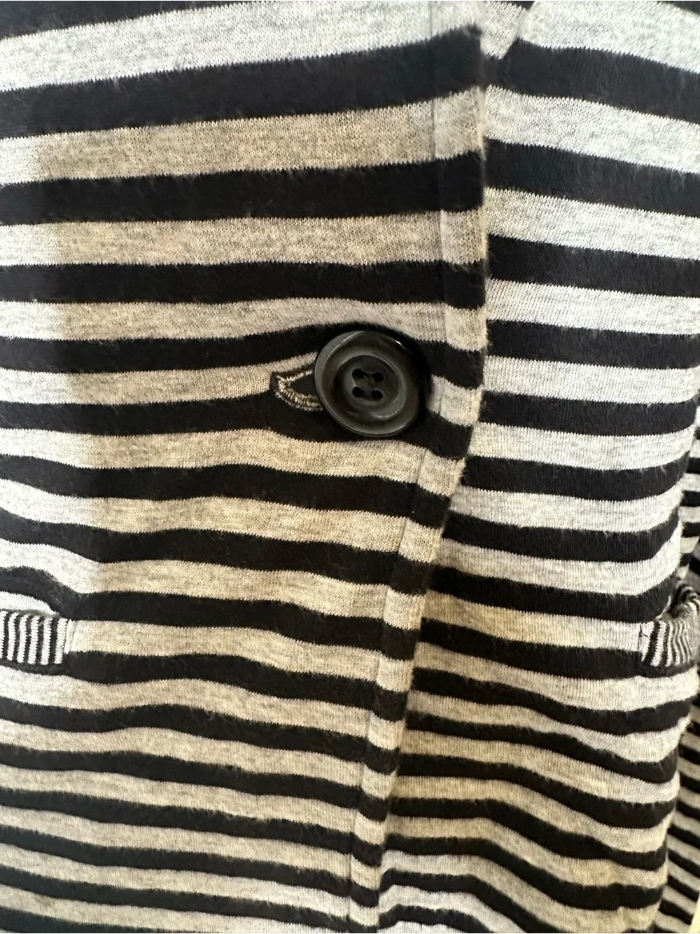 Caslon Black Gray Striped Knit Blazer Size S Cotton Open Front Jacket